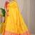 Mustard yellow banarasi silk blend saree with gold leaf buttis & woven border