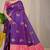 Purple banarasi silk blend saree with gold leaf buttis & woven border