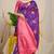 Purple banarasi silk blend saree with gold leaf buttis & woven border