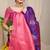 Purple banarasi silk blend saree with gold leaf buttis & woven border