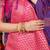 Purple banarasi silk blend saree with gold leaf buttis & woven border