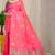 Pink banarasi silk blend saree with gold leaf buttis & woven border