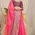 Pink banarasi silk blend saree with gold leaf buttis & woven border