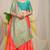 Orange banarasi silk blend saree with gold leaf buttis & woven border