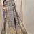 Black & grey banarasi silk blend saree with zari woven geometric pattern