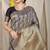 Black & grey banarasi silk blend saree with zari woven geometric pattern