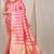 Pink & gold banarasi silk blend saree with zari woven geometric pattern