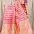 Pink & gold banarasi silk blend saree with zari woven geometric pattern