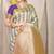 Lime green & purple banarasi silk blend saree with zari woven geometric pattern