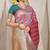 Rani pink & teal green banarasi silk blend saree with zari woven geometric pattern