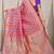 Red & violet banarasi silk blend saree with zari woven geometric pattern