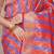 Red & violet banarasi silk blend saree with zari woven geometric pattern