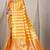 Yellow & orange green banarasi silk blend saree with zari woven geometric pattern