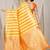 Yellow & orange green banarasi silk blend saree with zari woven geometric pattern