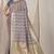 Grey & violet green banarasi silk blend saree with zari woven geometric pattern