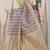 Grey & violet green banarasi silk blend saree with zari woven geometric pattern