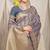 Grey & violet green banarasi silk blend saree with zari woven geometric pattern