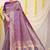 Purple banarasi silk blend saree with bandhani patola print and zari border