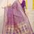 Purple banarasi silk blend saree with bandhani patola print and zari border