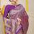 Purple banarasi silk blend saree with bandhani patola print and zari border