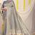 Grey banarasi silk blend saree with bandhani patola print and zari border
