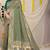 Dark green banarasi silk blend saree with bandhani patola print and zari border
