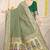 Dark green banarasi silk blend saree with bandhani patola print and zari border