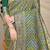 Dark green banarasi silk blend saree with bandhani patola print and zari border