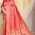 Red banarasi silk blend saree with bandhani patola print and zari border