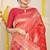 Red banarasi silk blend saree with bandhani patola print and zari border