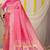 Rani pink banarasi silk blend saree with bandhani patola print and zari border