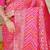 Rani pink banarasi silk blend saree with bandhani patola print and zari border