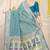 Aqua blue banarasi silk blend saree with bandhani patola print and zari border