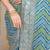 Aqua blue banarasi silk blend saree with bandhani patola print and zari border