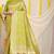 Lime green banarasi silk blend saree with bandhani patola print and zari border
