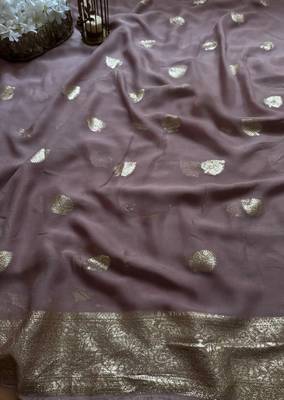 Purple Color zari Weaving jaquard Saree 2