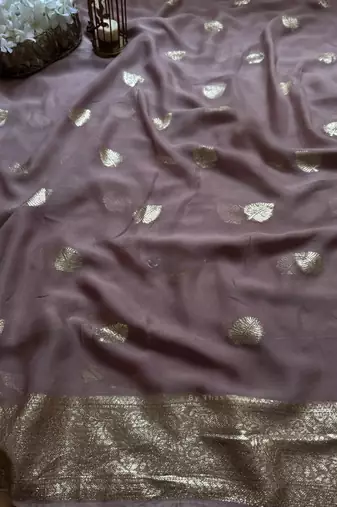 Purple Color zari Weaving jaquard Saree