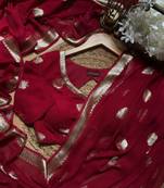 Red Color zari Weaving jaquard Saree