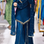 Teal blue silk blend  kurti set with palazzo & dupatta