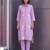 Modern lavender collared kurti set with gold bird embroidery