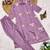 Modern lavender collared kurti set with gold bird embroidery