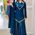 Teal blue silk blend  kurti set with palazzo & dupatta