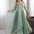 Designer teal blue metallic anarkali suit set with dupatta & pants