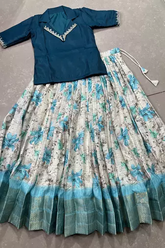 White Cotton Zari Weaving Work Chaniya Choli - Full Stitched Free Size