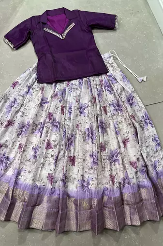Purple Cotton Zari Weaving Work Chaniya Choli - Full Stitched Free Size