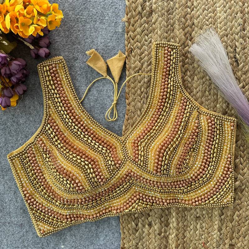 Gold pure silk blend blouse