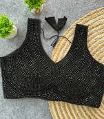 Black pure silk blend blouse