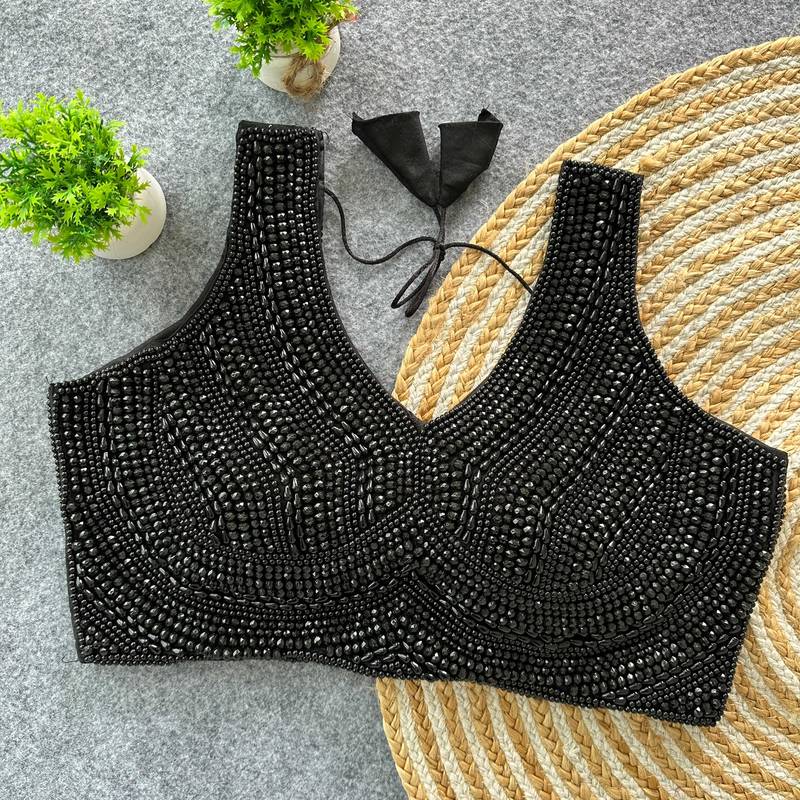 Black pure silk blend blouse