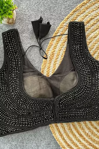 Black pure silk blend blouse