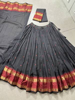 black woven chanderi ethnic lehenga choli with dupatta 6